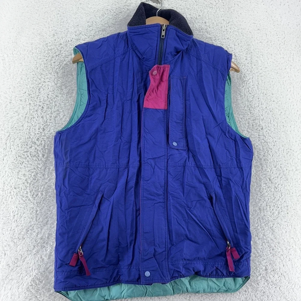 Vintage Patagonia Vest Mens Small Blue Purple Teal Puffy Outdoor Zip Retro 90s